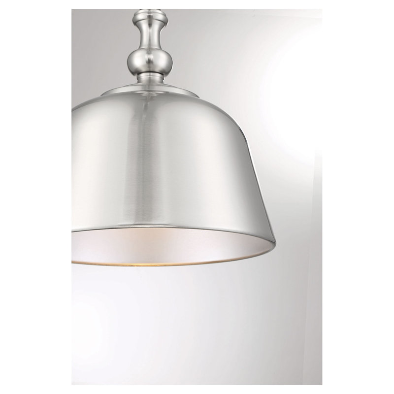 Saxon 1-Light Dimmable Dome Pendant, Satin Nickel