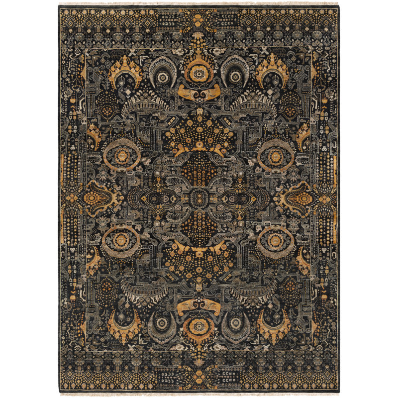 Empress Hand Knotted Wool Oriental Area Rug, Rectangle 9' x 13'