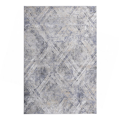 Collection 5X7 Blue/Grey /Geometric Non-Shedding Living Room Bedroom Dining Home Office Stylish And Stain Resistant Area Rug
