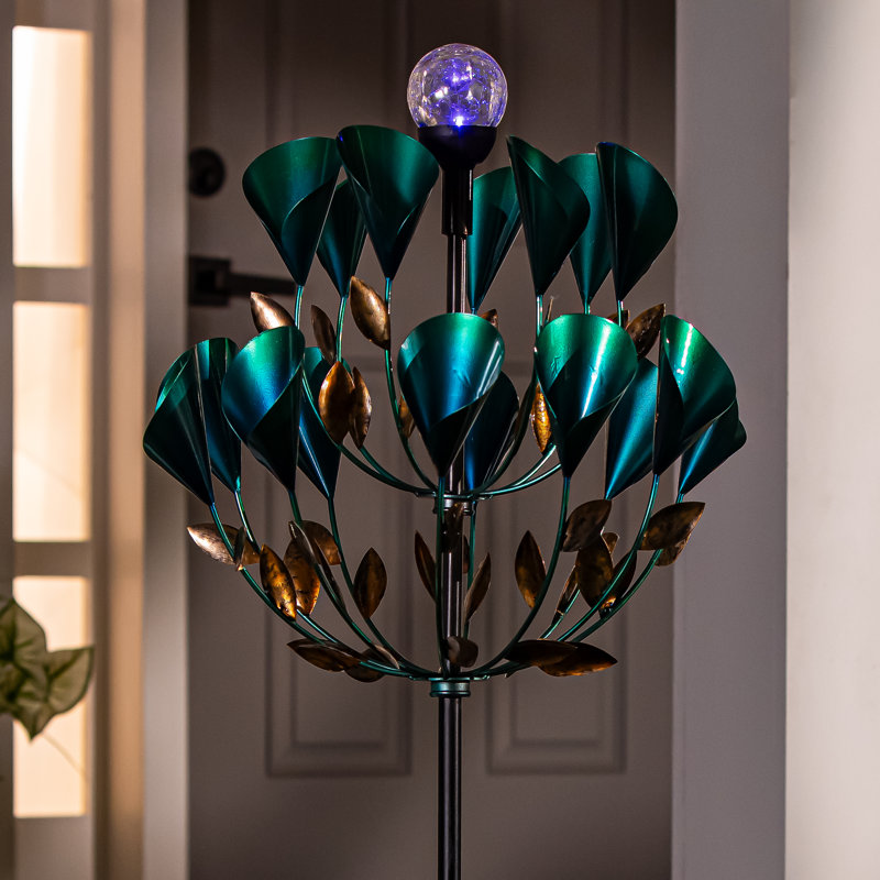 Solar Calla Lily Metal Wind Spinner, 74in