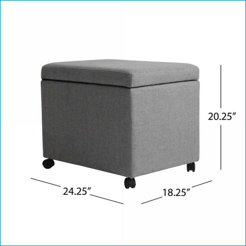 Repose-pieds avec rangement, style traditionnel pour la maison / le bureau | Gris clair | Tissu