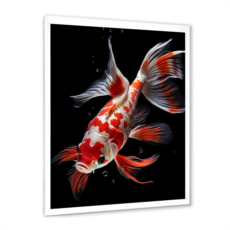 «Eisenach Coral Kois Fish Vibrant Splendor I», reproduction d'art sur toile, H 44 po x l 34 po x P 1,5 po, Cadre blanc