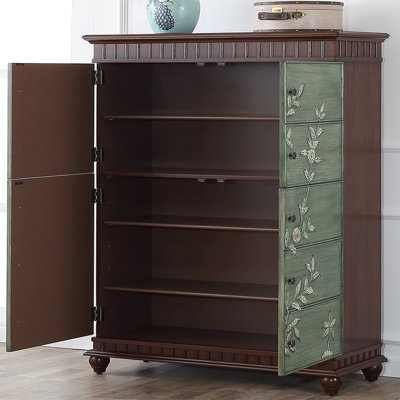 Green Solid Wood Shoe Storage Bench