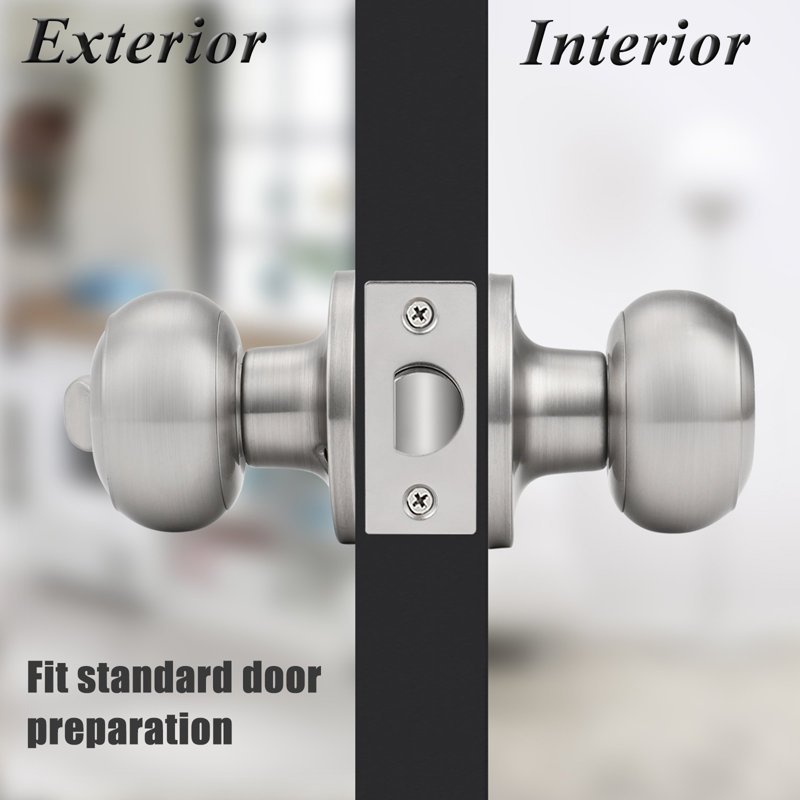 Passage Door Knobs with Round Rosette, Brushed Nickel