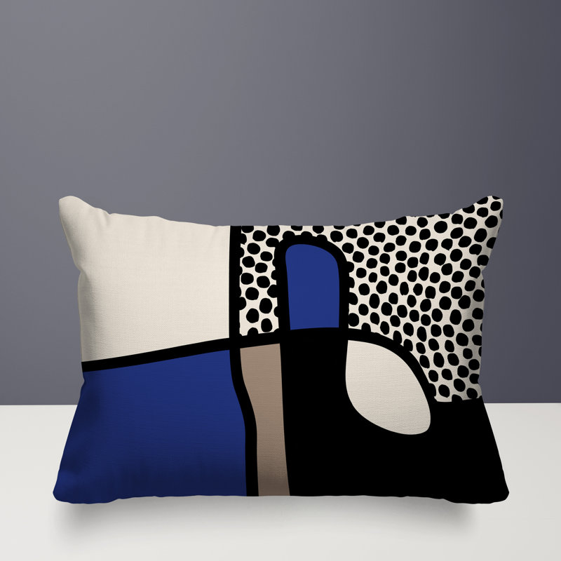 Coussin lombaire réversible intérieur / extérieur Jai Abstract, H 18 po x l 25 po, Marine