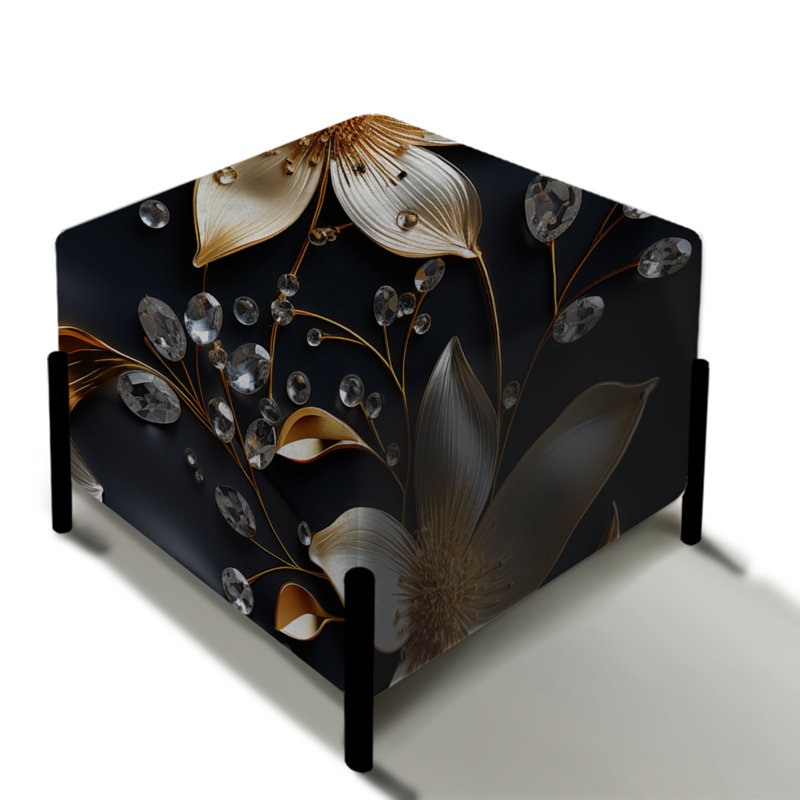 Repose-pieds carré en cristal noir Glamour Brilliance