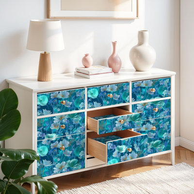 Papier peint auto-adhésif autocollant et amovible amovible Coral Reef Botanical Flow 17,7 po x 118 po