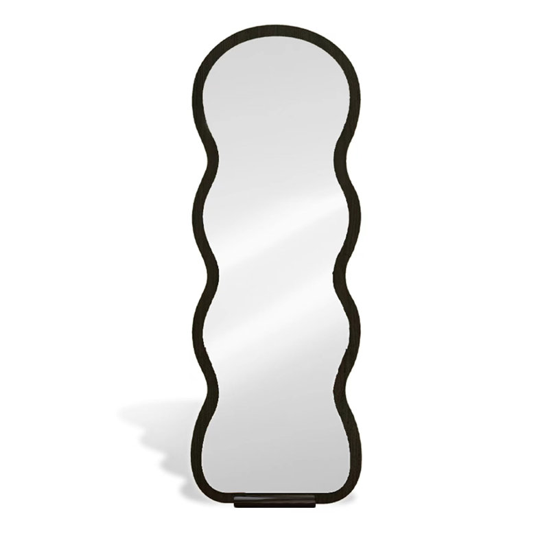 Modern Minimalist Wave-Pattern Frame High-Definition Full-Length Mirror, 59.06" x 19.69"