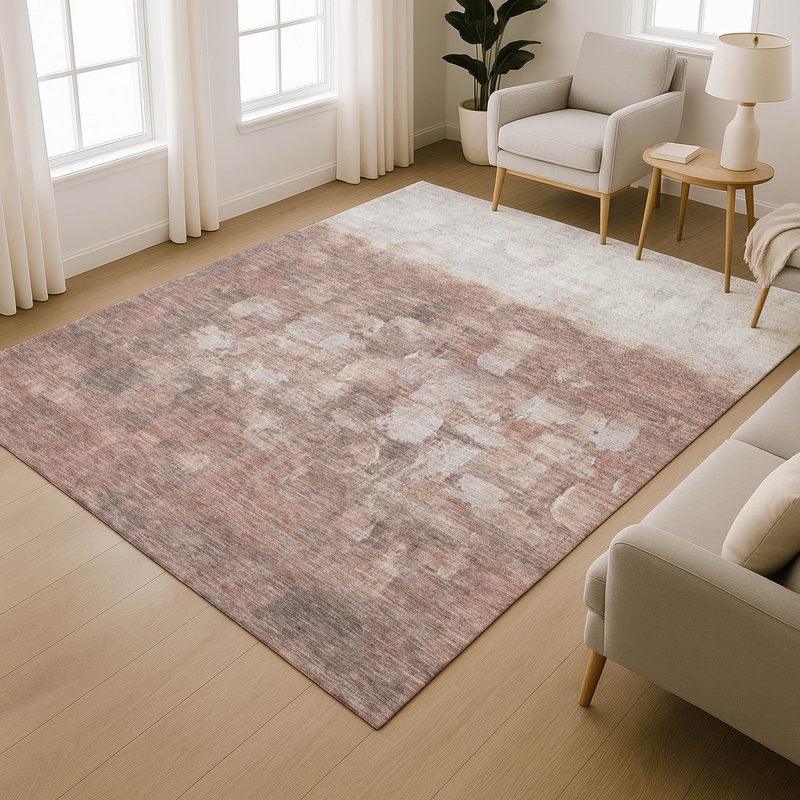 Premium Machine Washable Mayfield Abstract Rug, Paprika, 9' x 12'