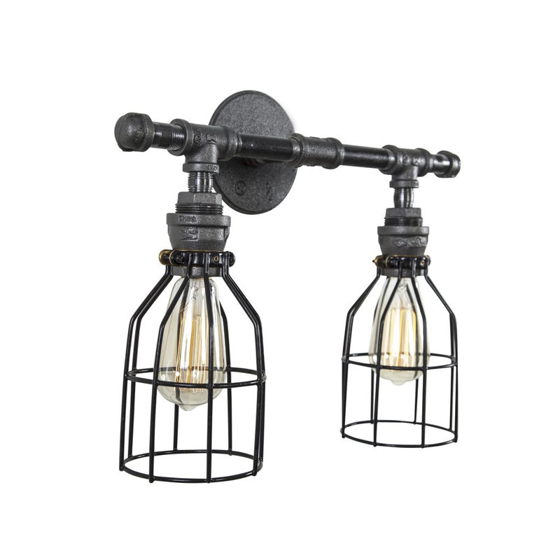 Industrial-Style Chandelier, Black Iron Pipe, 15.7 x 13.8 x 9.8 inches | E27 Socket | Modern Cabin/Lodge Design | Durable 100% Iron Construction | Perfect for Home, Office & Unique Spaces, Stylish Lighting Solution