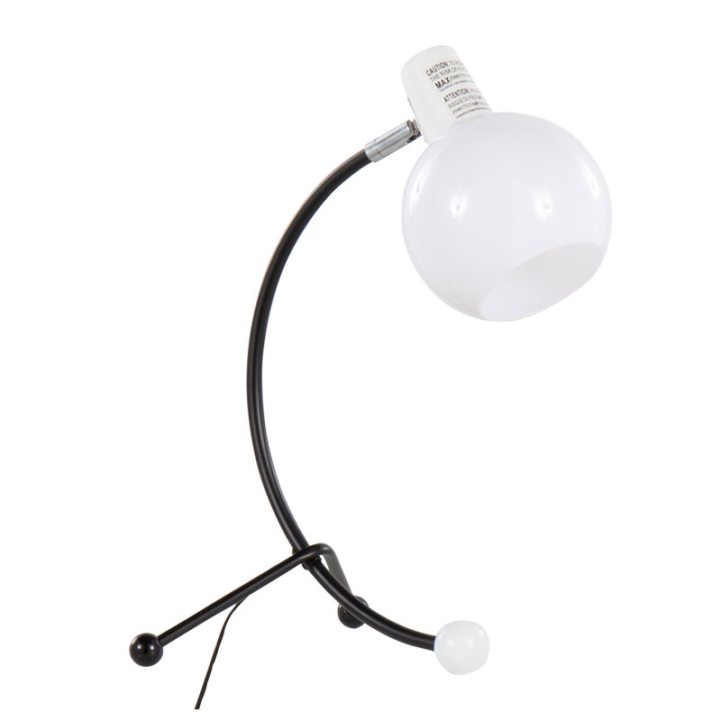 Eileen Contemporary Adjustable Task Lamp in Black Metal and White Polypropylene