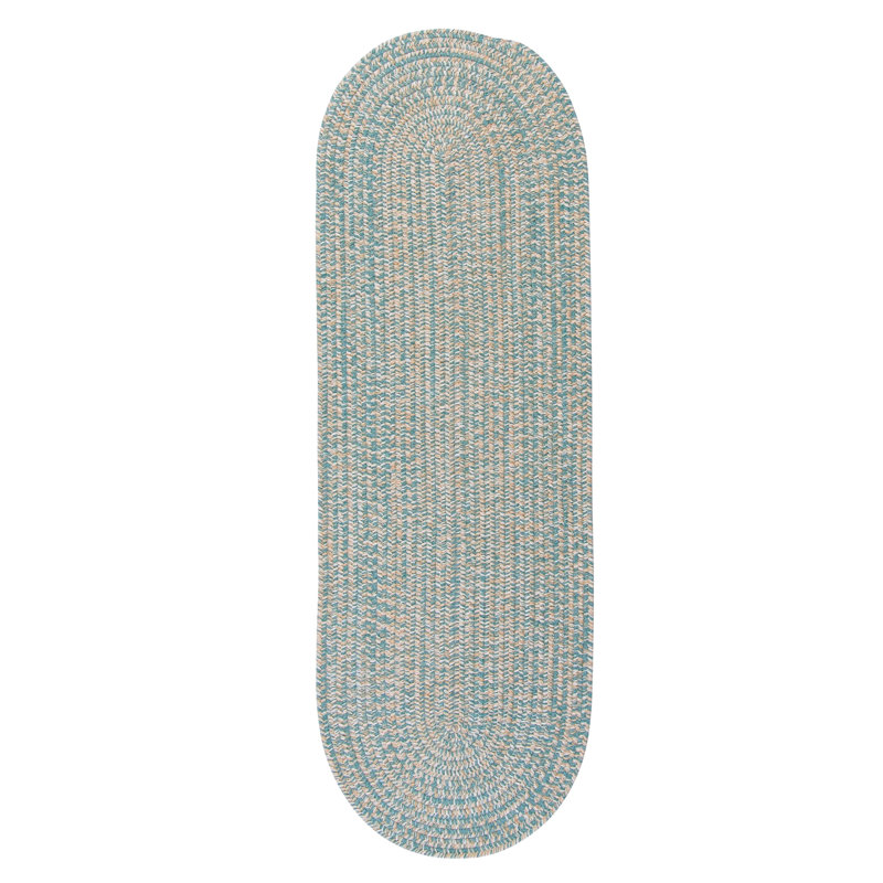 Tapis réversible en mélange de laine Bristow - bleu sarcelle, Ovale 2 pi x 10 pi