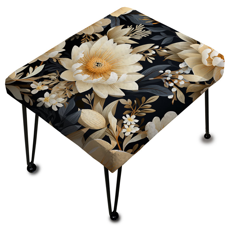 White Blossom Petals In Paradise - Floral Rectangle Ottoman
