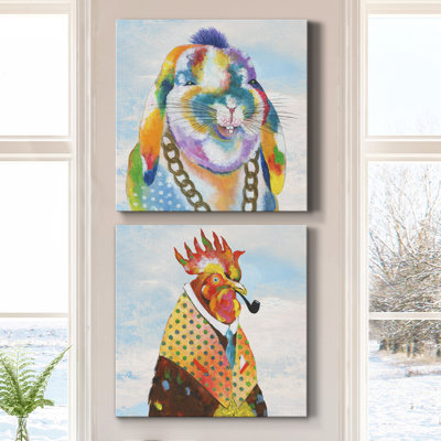 Groovy Bunny And Sky - ensemble de 2 peintures