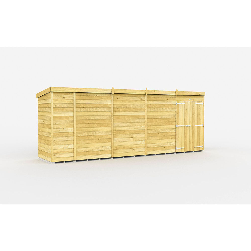 17ft x 4ft Pent Shed - Double Door without Windows