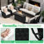 Ensemble de conversation de patio extérieur en osier 8 pièces avec des chaises pivotantes et des poufs-146366371-146366380