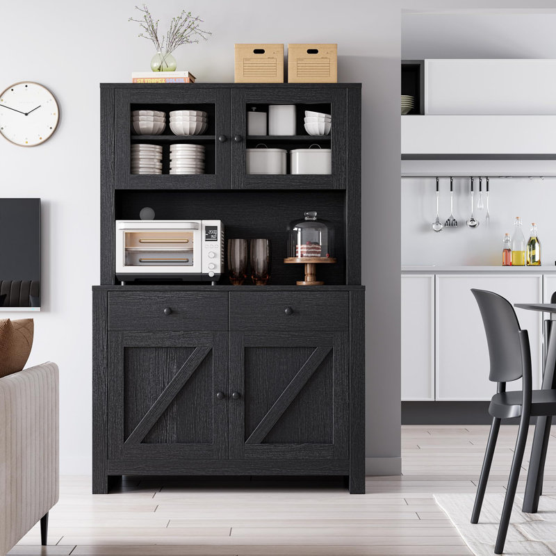 161cm Kitchen Pantry, Black