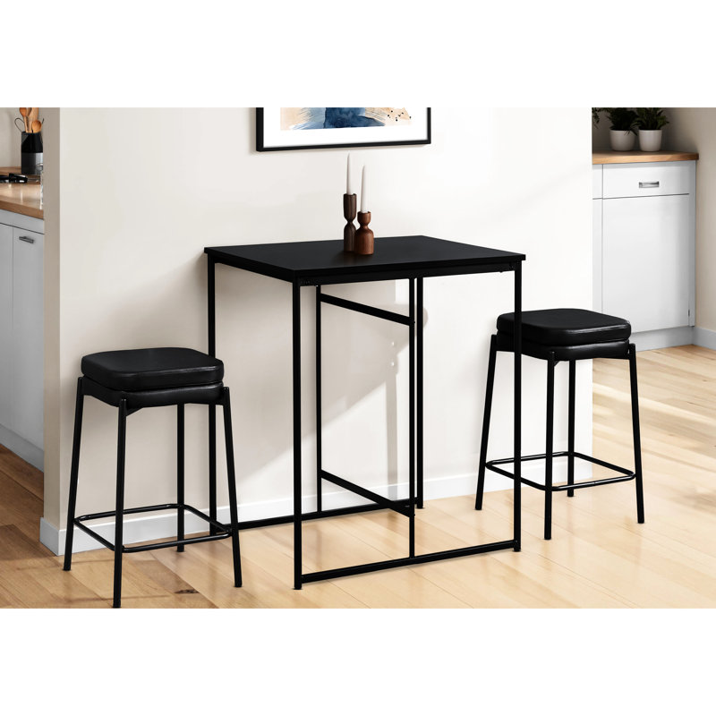 Contemporain de 2 rembourrés en similicuir noir avec coussins confortables et repose-pieds pour la cuisine