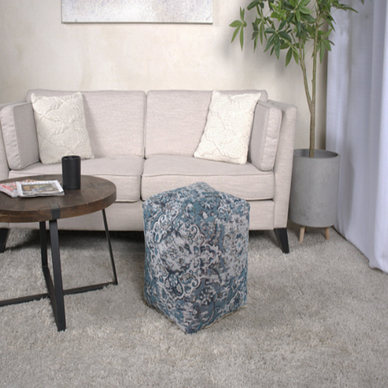 Square Pouf Ottoman - Blue