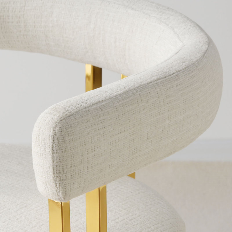 Ensemble de salle à manger 5 pièces l 52 po avec chaises en chenille, Ivoire ivoire
