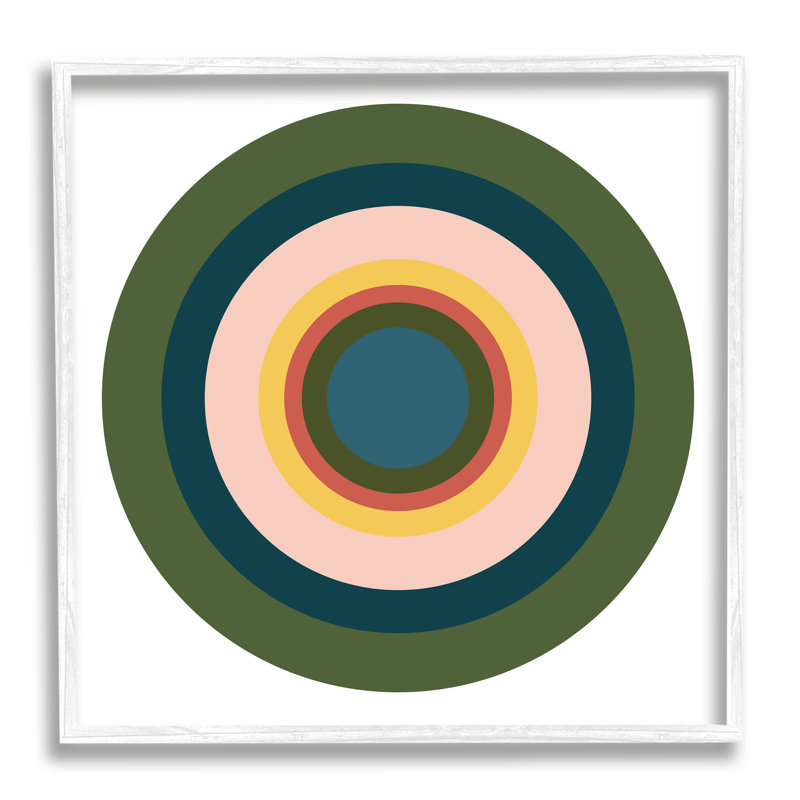 Cercles verts en sourdine, impression sur bois, H 24 po x l 24 po x P 1,5 po, Giclée encadrée blanc bord de mer