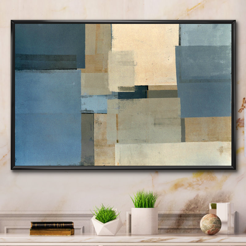 "Blue Meets Brown", reproduction d'art encadrée sur toile, H 24 po x l 36 po x P 1 po, Toile avec cadre flottant noir