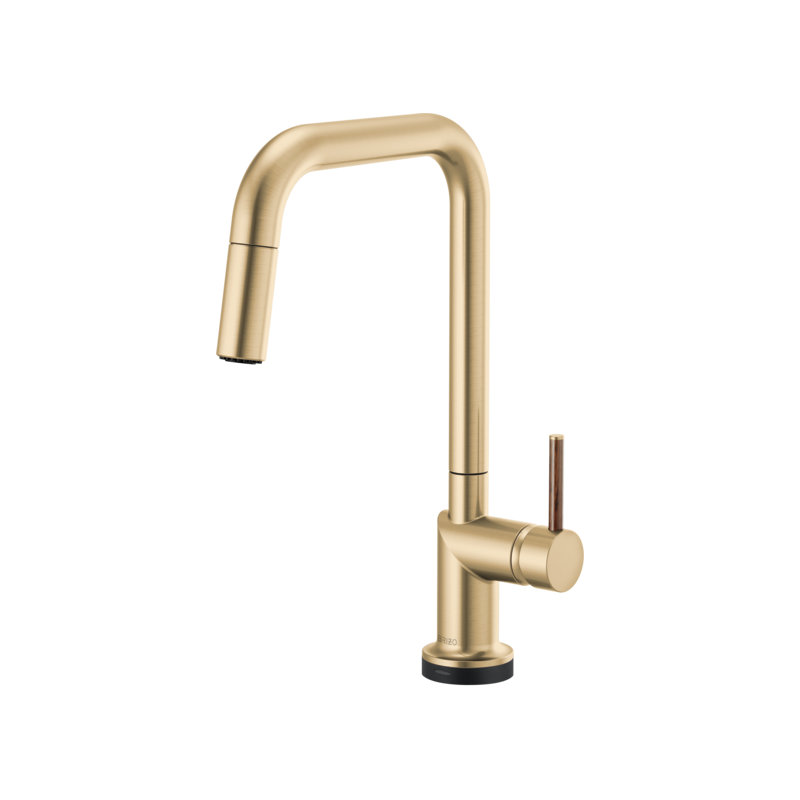 Odin® SmartTouch® Pull-Down Faucet with Square Spout, Wood Lever, Luxe Gold