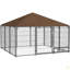Chenil d'extérieur Pawhut, enclos pour chiots de 6,9 pi x 6,9 pi x 5 pi avec auvent, cage de clôture pour parc de jardin