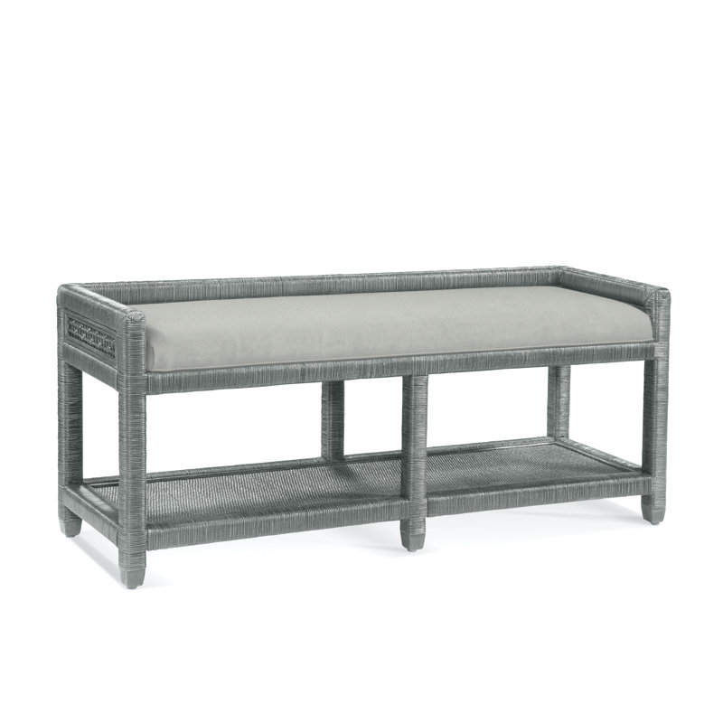 Banc de rangement Silvio Glinda, Tissu écossais neutre Performance 0121-93, Nickel