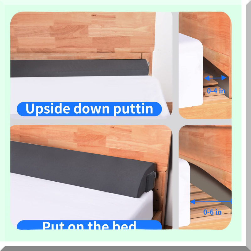 Headboard Gap Guard - Queen Size Bed Wedge Pillow - Mattress Headboard Filler - Close The Gap - Arched Gray - 0-7" - Headboard Pillow