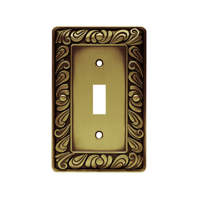 Paisley 1-Gang Toggle Light Switch Wall Plate, Tumbled Antique Brass