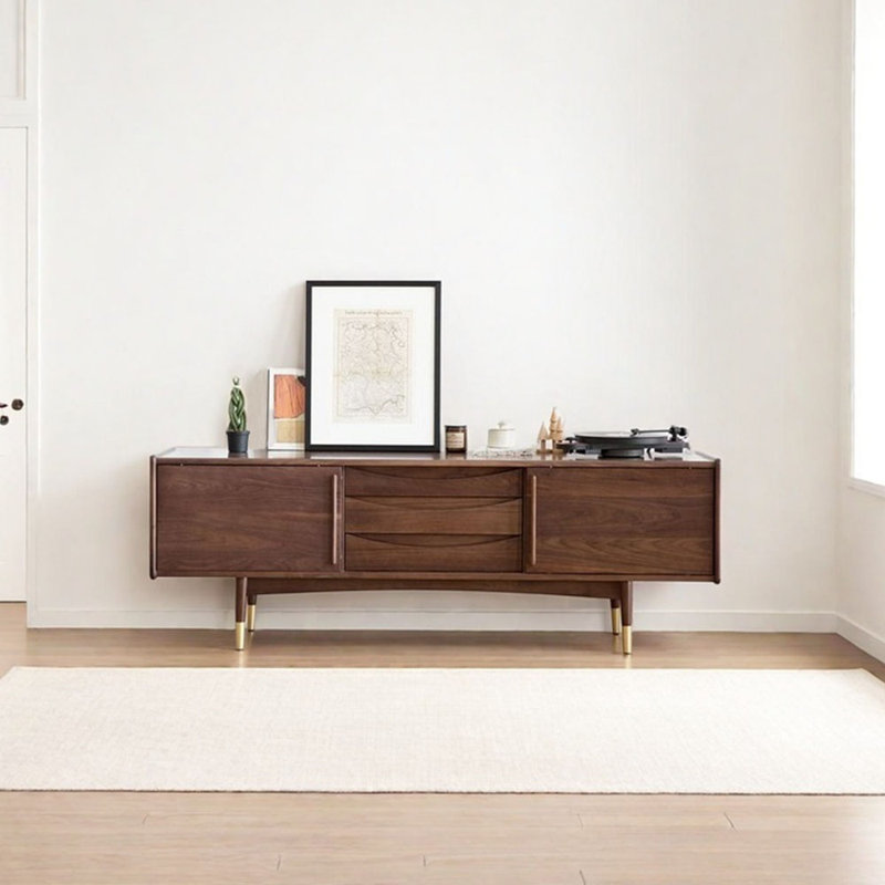 Meuble télé simple et moderne, Bois brun foncé, 70.87"