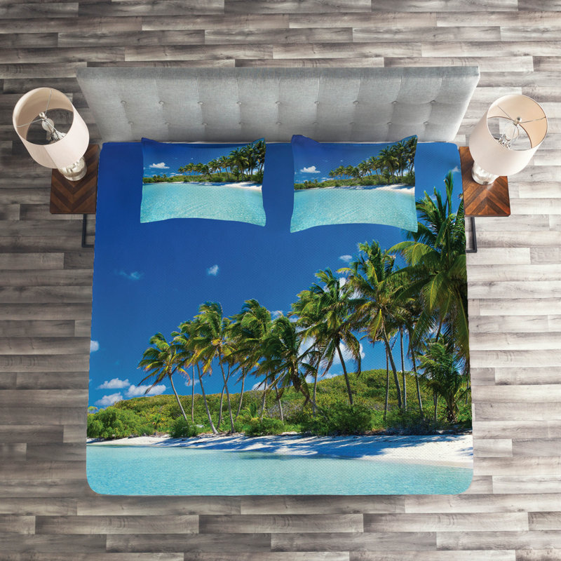 Hypnotic Coastal Polyester Coverlet, King Bedspread + 2 Shams