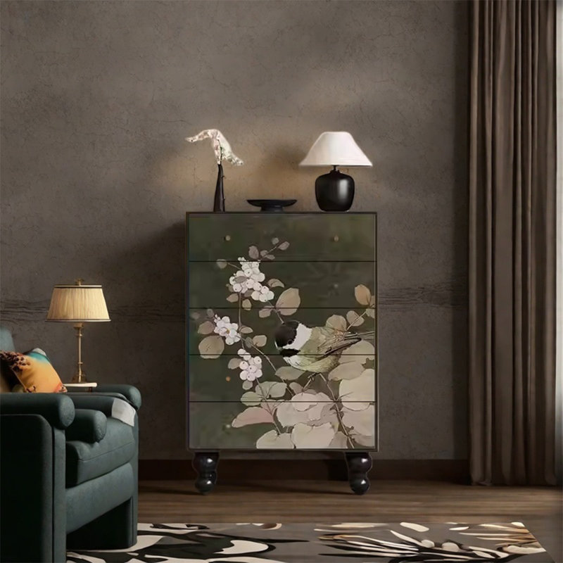 Armoire en bois de noyer avec 5 tiroirs de rangement