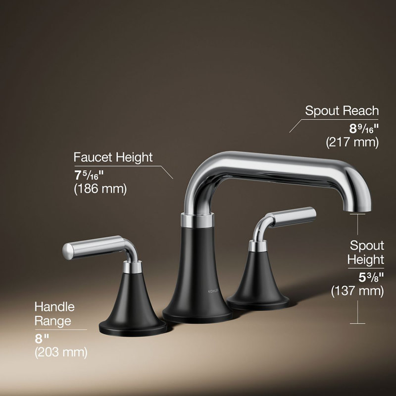 Tone Bath Faucet Trim, Matte Black/Polished Chrome