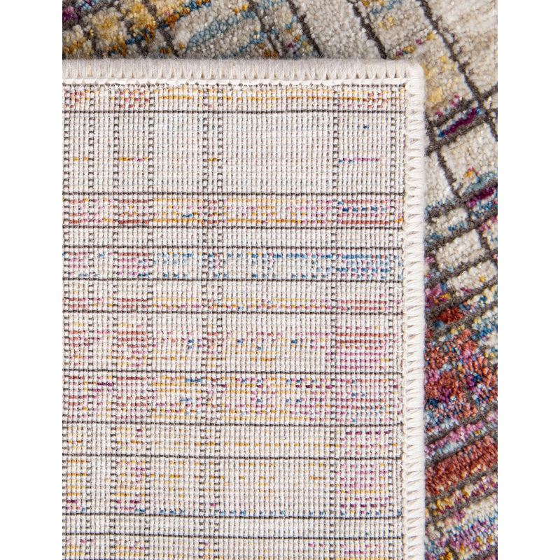 Tapis bleu / mauve / jaune à motif écossais Sease, Rectangle 6 pi x 8 pi 9 po