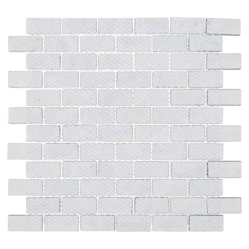 Zalo 1" x 2" Glass Brick Joint Mosaic Wall Tile, Celest