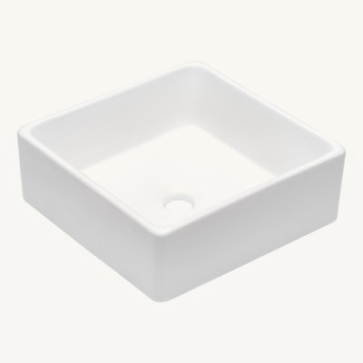 15X15 Inch White Ceramic Square Vessel Bathroom Sink