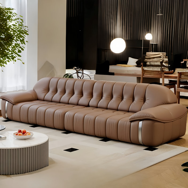 Minimalist Piano-Key Simple Sofa, Brown