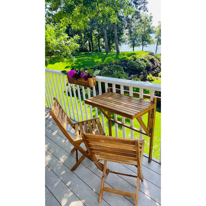 Set of 2 Golden Teak Acacia Wood Folding Patio Chairs