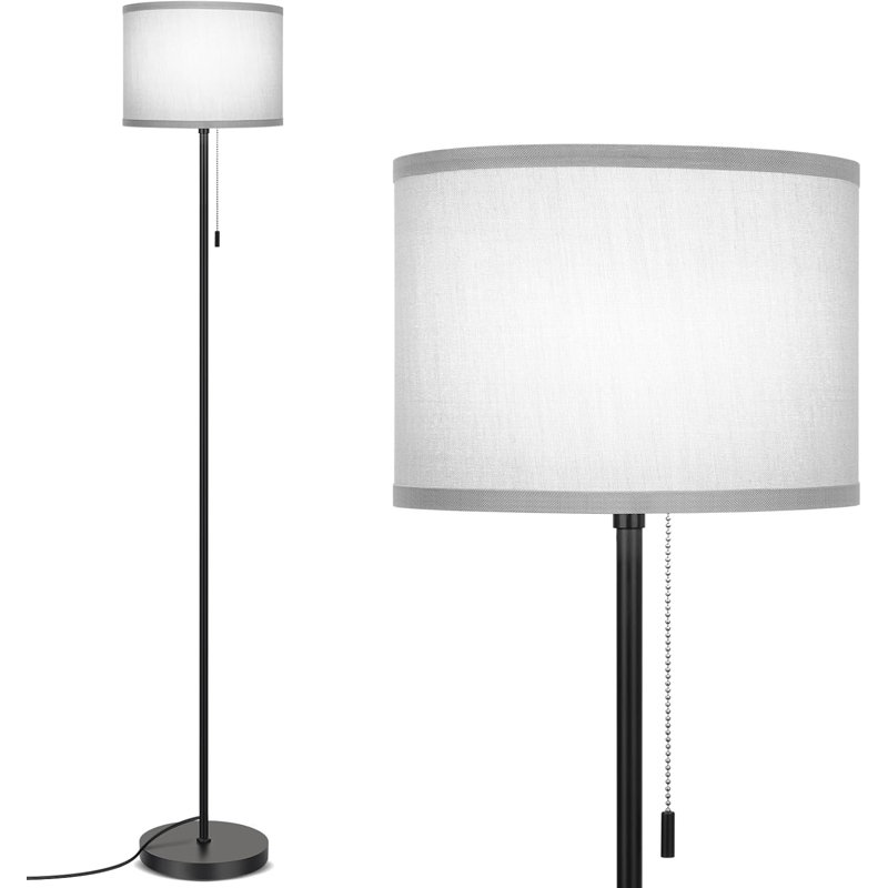 Modern Led Floor Lamp With Pull Chain, Tall Standing Lamp For Living Room, Bedroom, Office