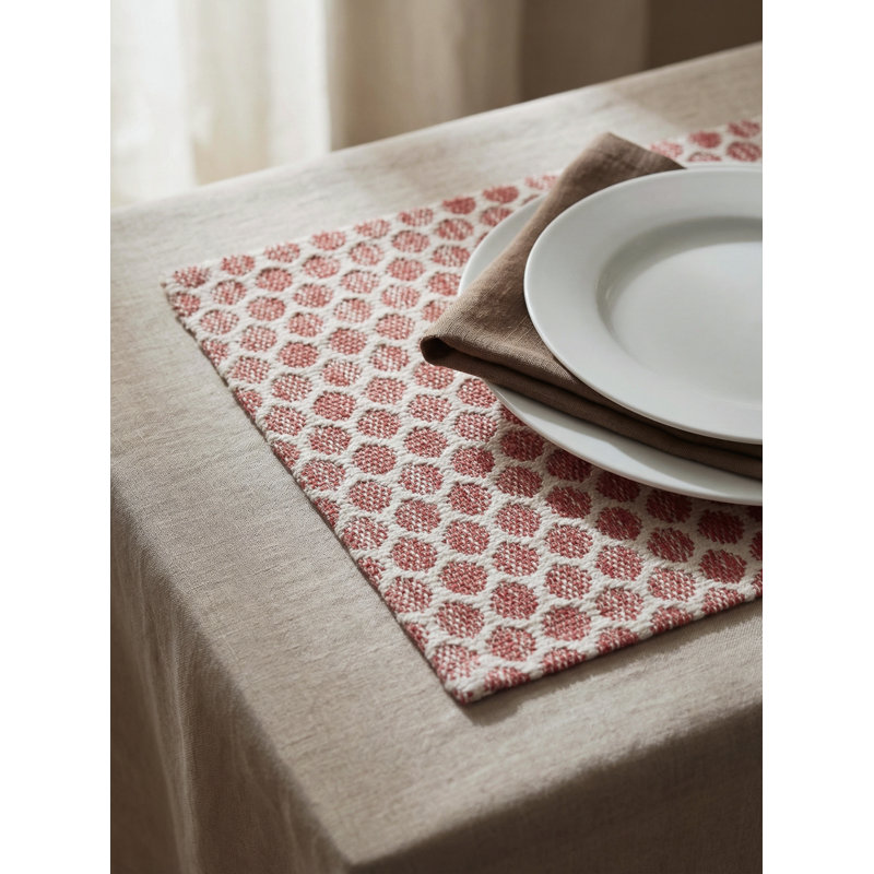 Natural Beige Sailor Dots Indoor Outdoor Placemat, Orange