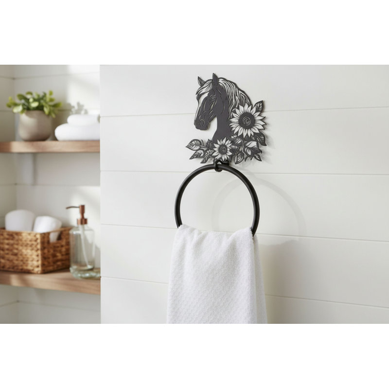 HORSE FLOWER TOWEL RING