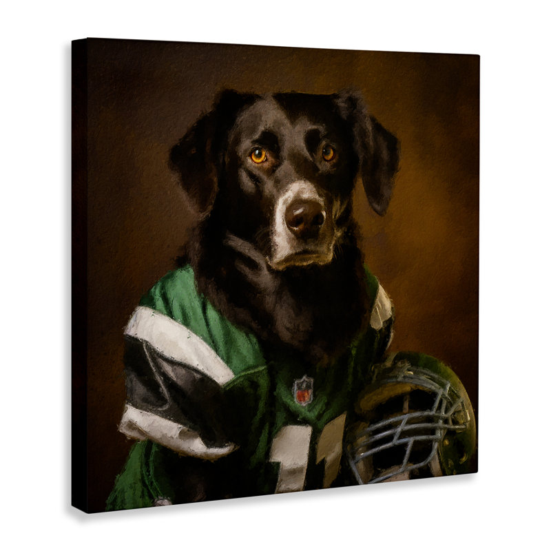 «Football Star Dog», art mural par Sean Parnell, H 17 po x l 17 po