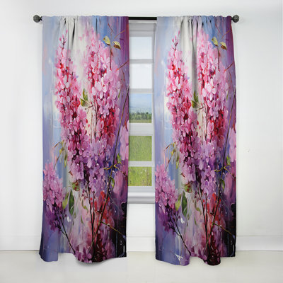 Rideau occultant floral en velours Cowger - Lilas - 1 panneau