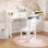 Bureau pour enfants avec chaise et huche, table d'étude en bois avec armoire de rangement pour chambre d'enfant