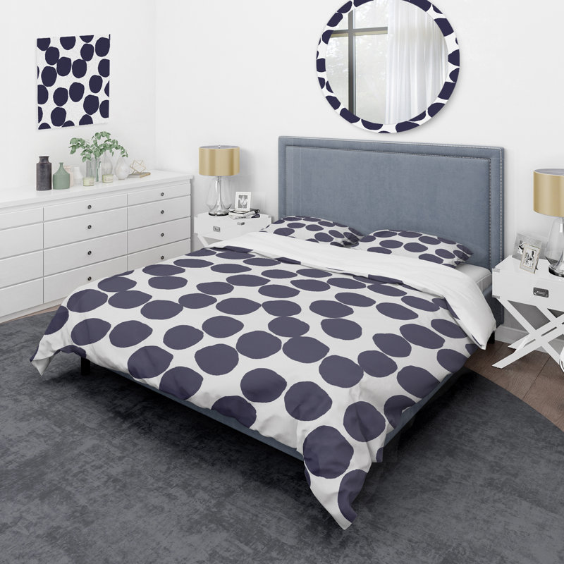 Blue Circle Pattern - Abstract Duvet Cover Set - Microfiber Polyester