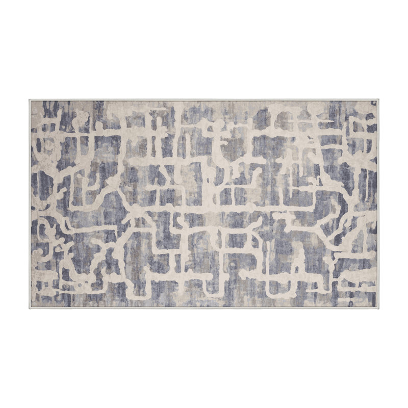 Machine Washable Beige Area Rug, Rectangle 7' x 9'