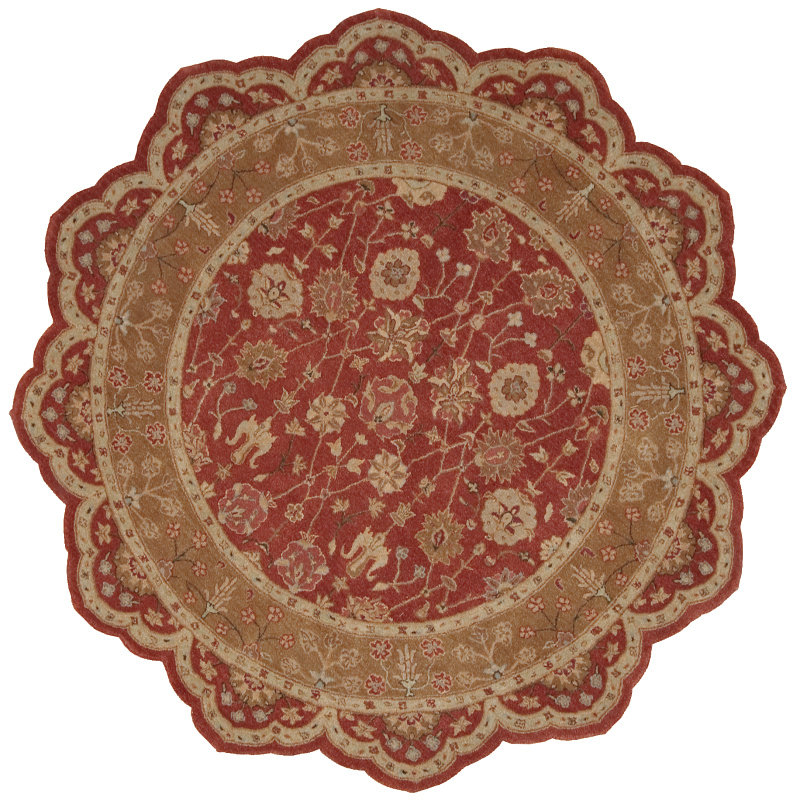 Tapis brique / brun en laine touffeté à la main Lundeen, Nouveauté 6 pi x 6 pi
