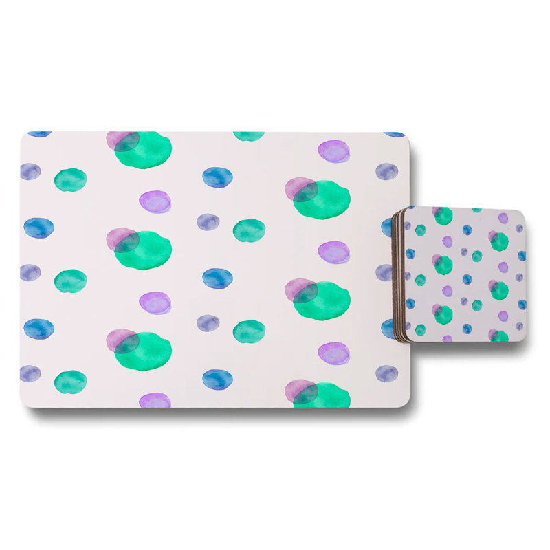 Rainbow Stripes Placemat And Coaster Set, Designer Artwork Collection, Wood Backing, Limited Edition